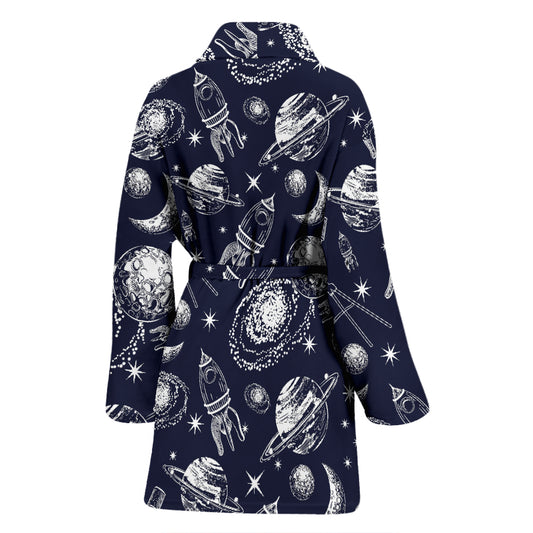 Space Rocket Print Design LKS301 Women Bathrobe