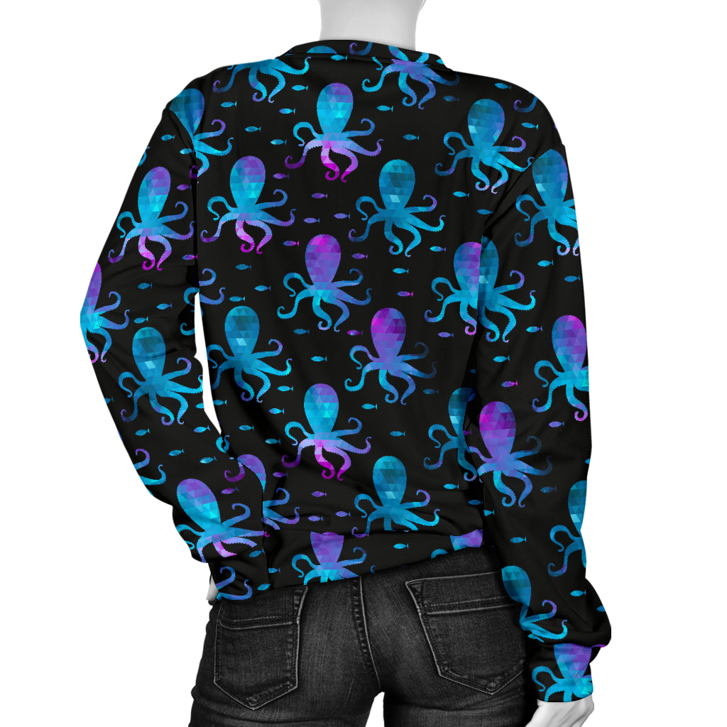 Octopus Blue Design Print Themed Women Long Sleeve Sweatshirt