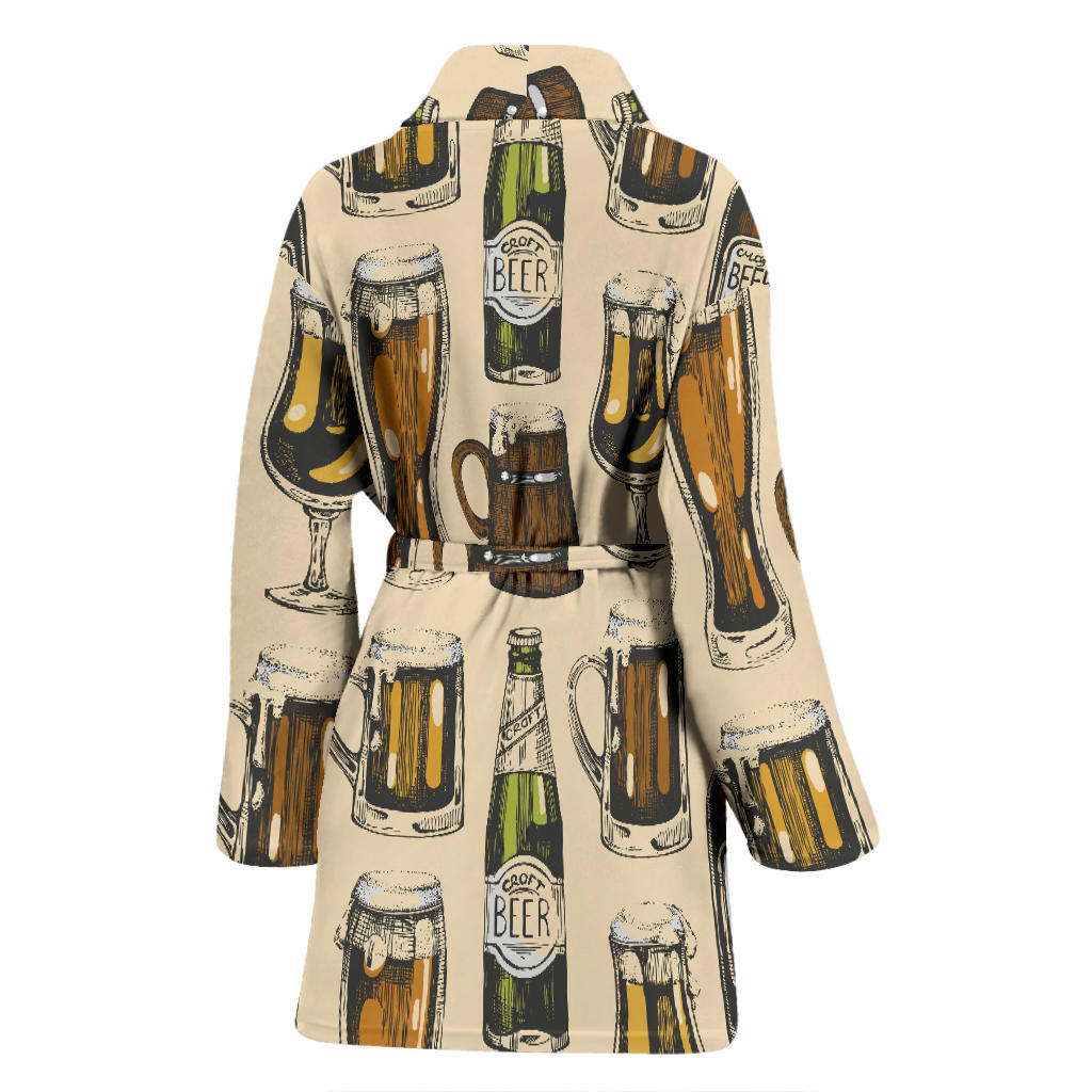 Beer Pattern Print Design 04 Women Bathrobe