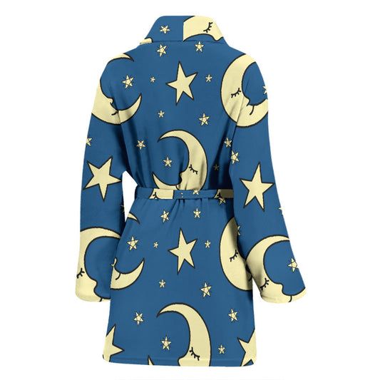 Moon Night Pattern Print Design 03 Women Bathrobe