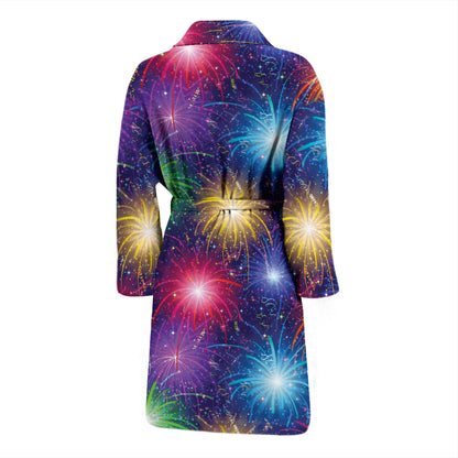 Firework Colorful Print Design LKS301 Men Bathrobe