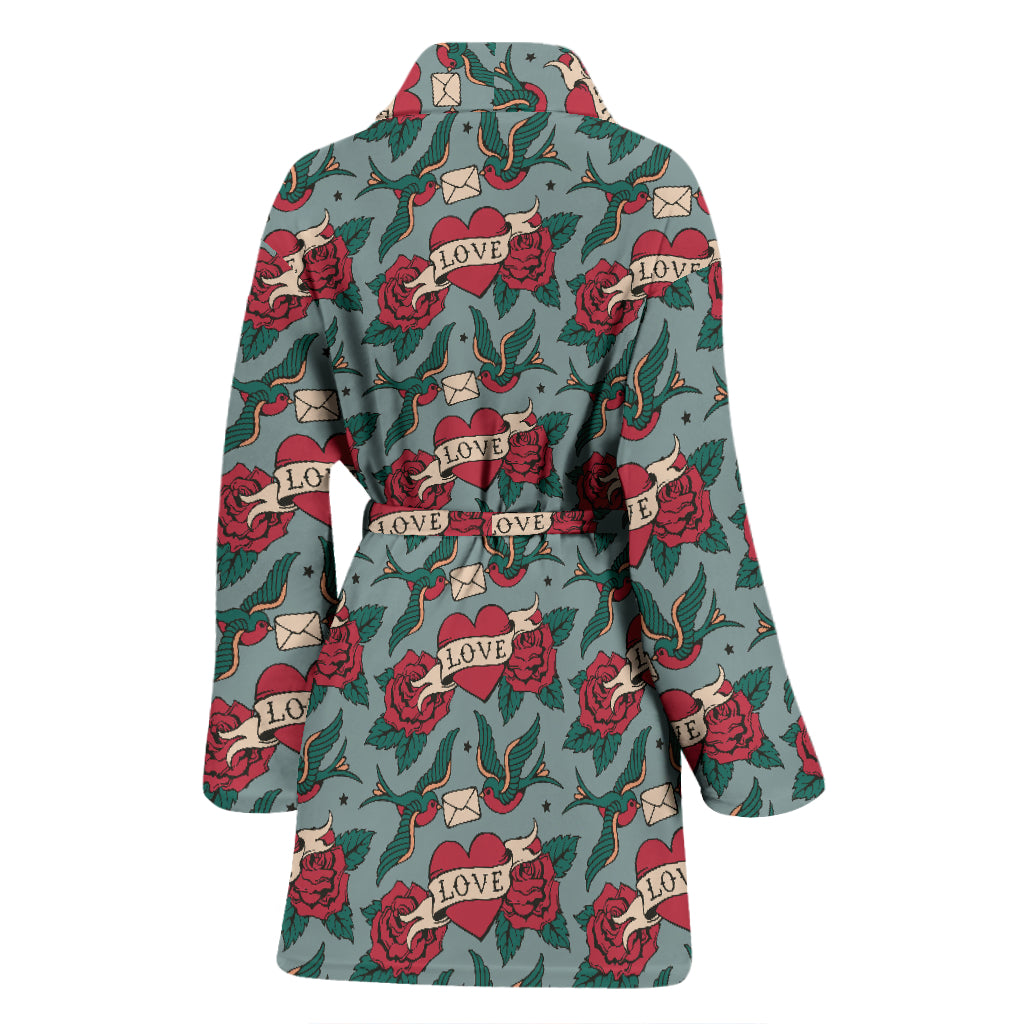 Tattoo Heart Print Design LKS301 Women Bathrobe