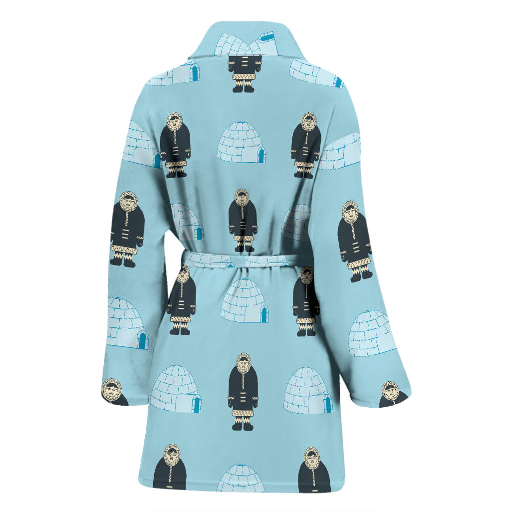 Eskimo Pattern Print Design 03 Women Bathrobe