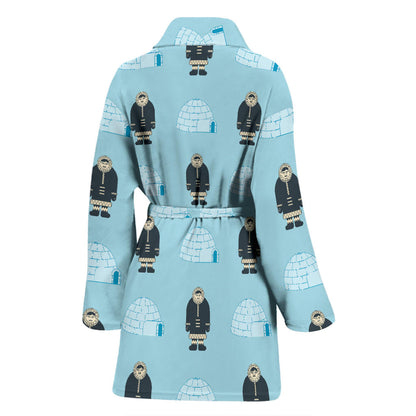 Eskimo Pattern Print Design 03 Women Bathrobe