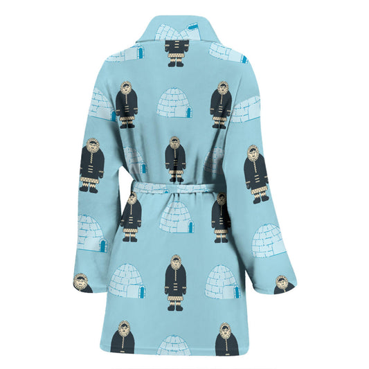 Eskimo Pattern Print Design 03 Women Bathrobe