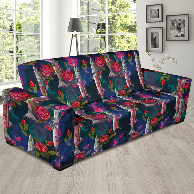 Barracuda with Folwer Pattern Print Design 01 Sofa Slipcover