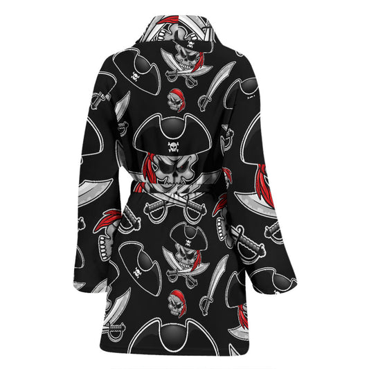 Pirate Pattern Print Design A05 Women Bathrobe