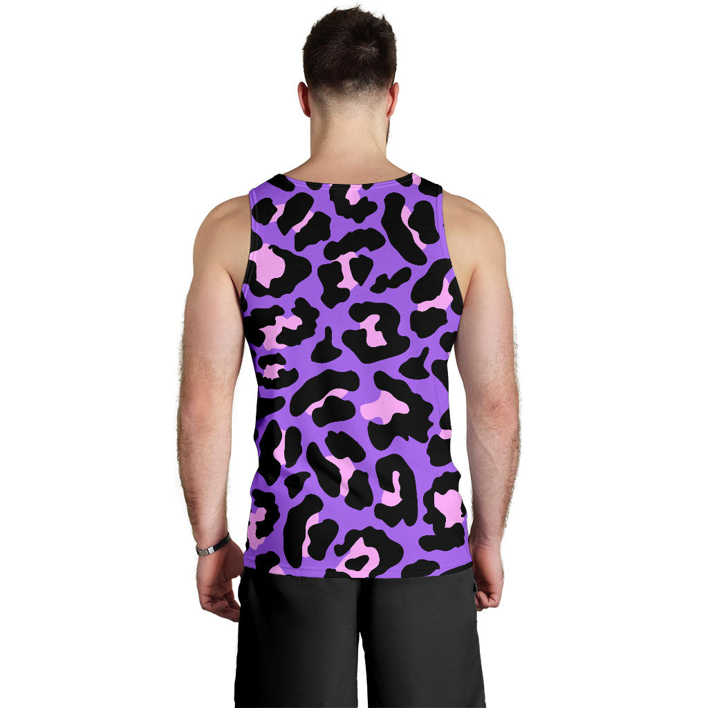 Cheetah Purple Neon Print Pattern Men Tank Top