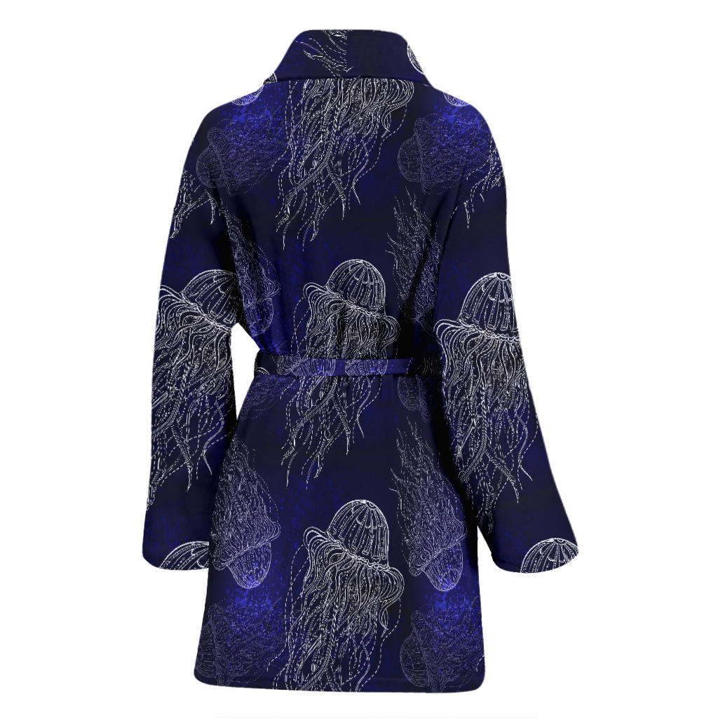 Jellyfish Pattern Print Design 02 Women Bathrobe