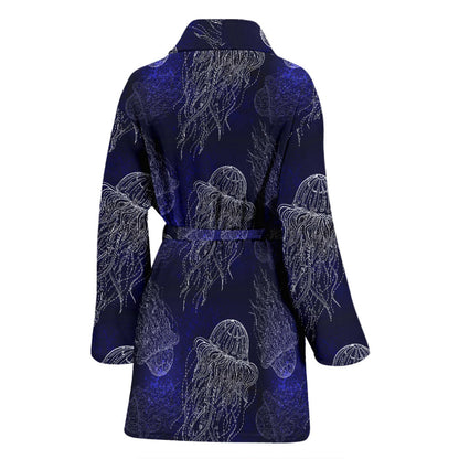 Jellyfish Pattern Print Design 02 Women Bathrobe