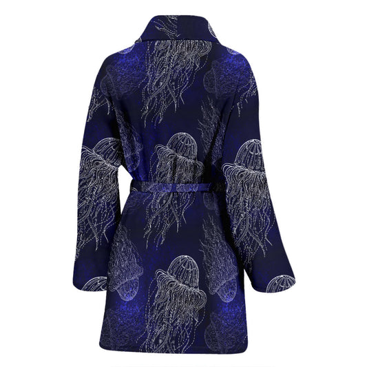 Jellyfish Pattern Print Design 02 Women Bathrobe