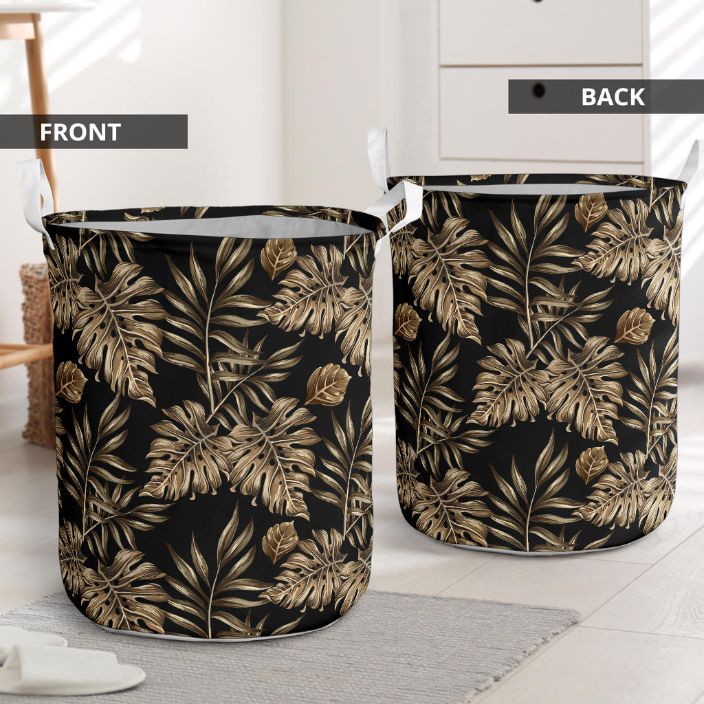 Brown Tropical Palm Leaves Laundry Basket