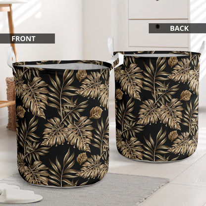 Brown Tropical Palm Leaves Laundry Basket