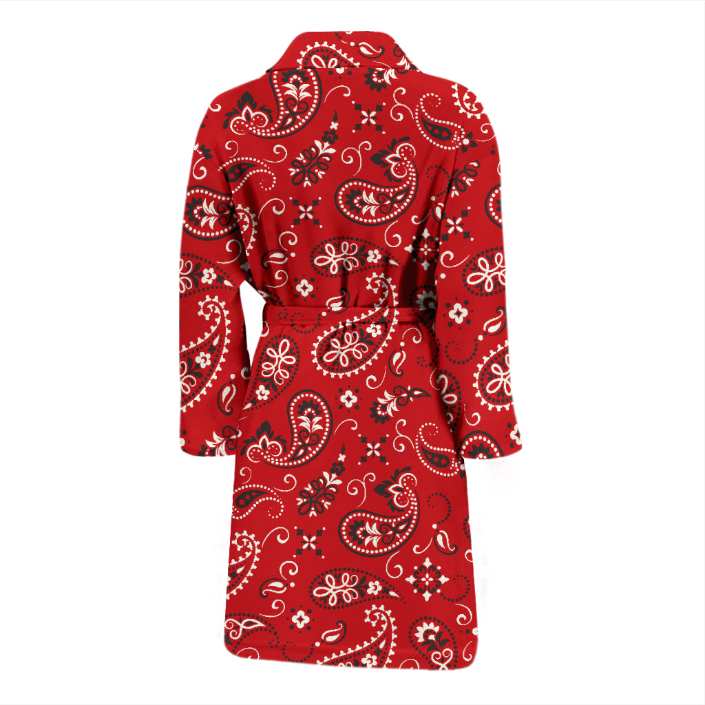 Bandana Paisley Red Print Design LKS3011 Men Bathrobe
