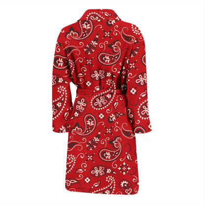 Bandana Paisley Red Print Design LKS3011 Men Bathrobe