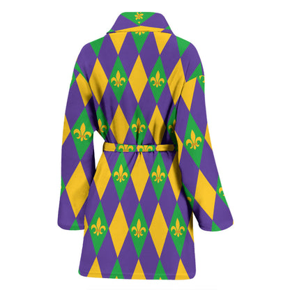 Mardi Gras Pattern Print Design 05 Women Bathrobe