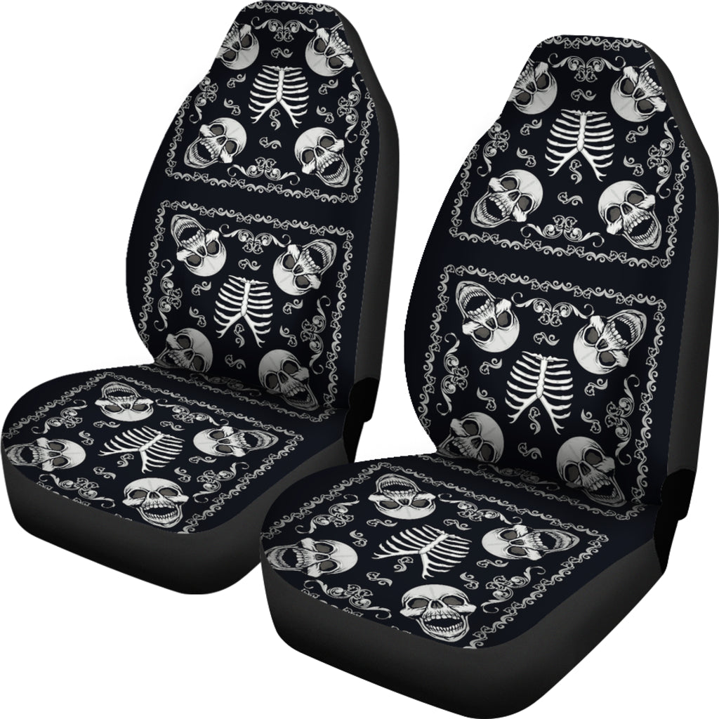 Bandana Skull Black White Print Design LKS306 Car Seat Covers