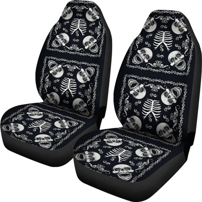 Bandana Skull Black White Print Design LKS306 Car Seat Covers