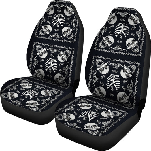 Bandana Skull Black White Print Design LKS306 Car Seat Covers