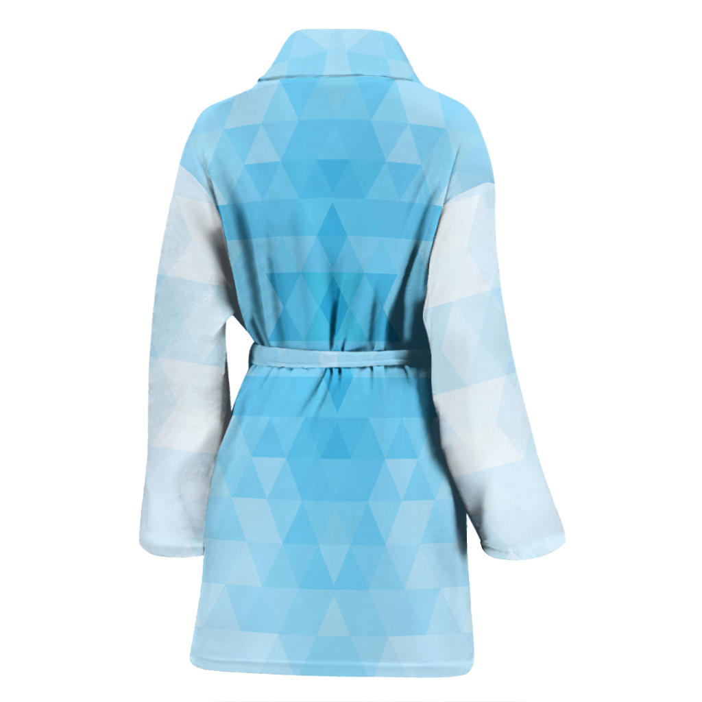 Geometric Blue Pattern Print Design 01 Women Bathrobe