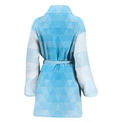 Geometric Blue Pattern Print Design 01 Women Bathrobe