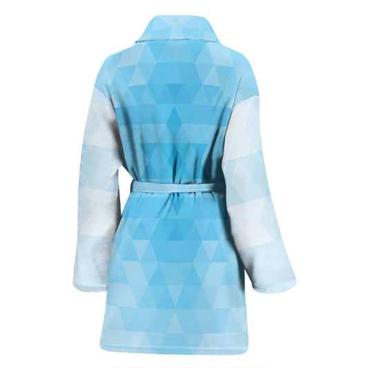 Geometric Blue Pattern Print Design 01 Women Bathrobe