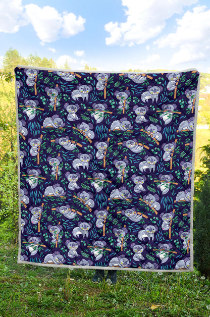 Koala Themed Design Print Quilt Bedspread
