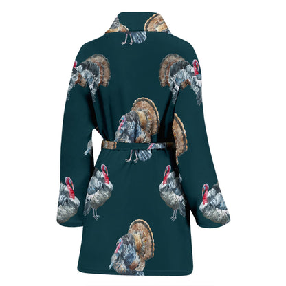 Turkey Pattern Print Design 03 Women Bathrobe