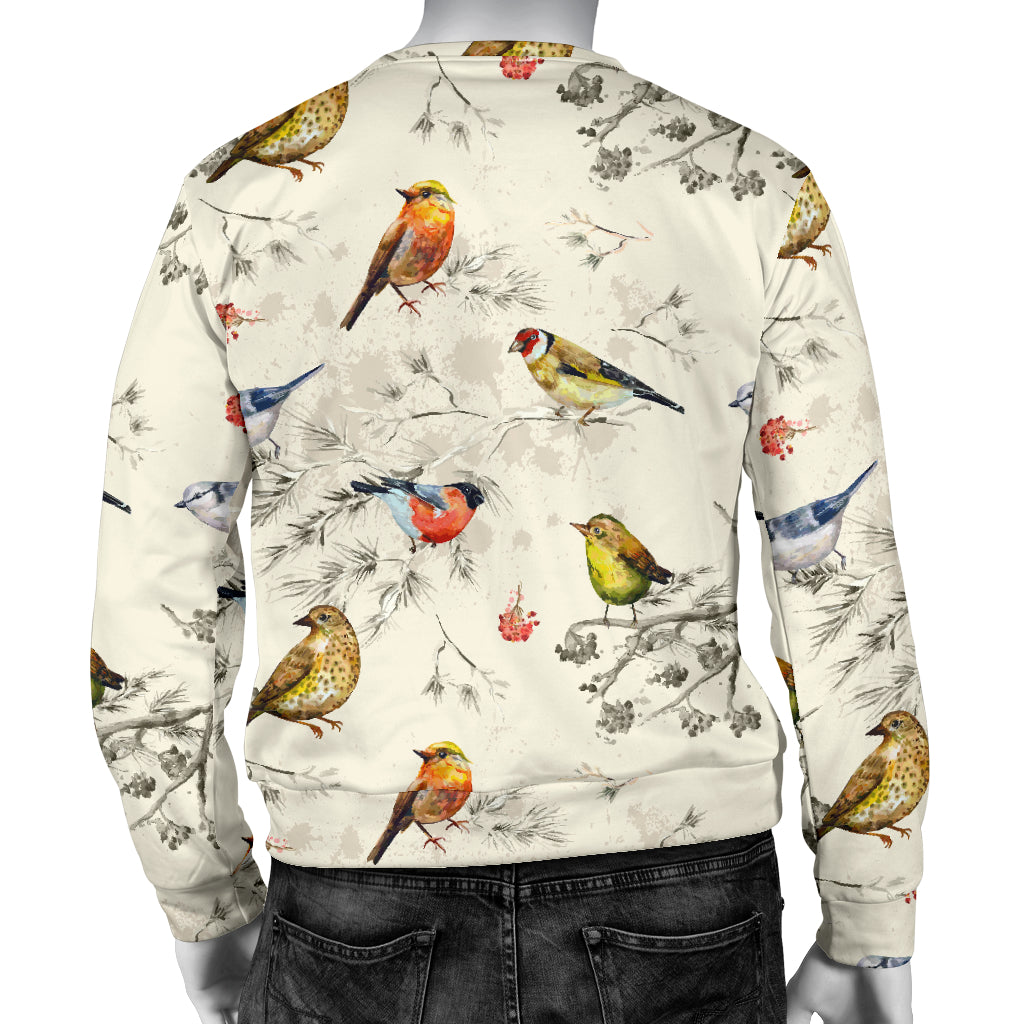 Bird Watercolor Design Pattern Men Long Sleeve Sweatshirt