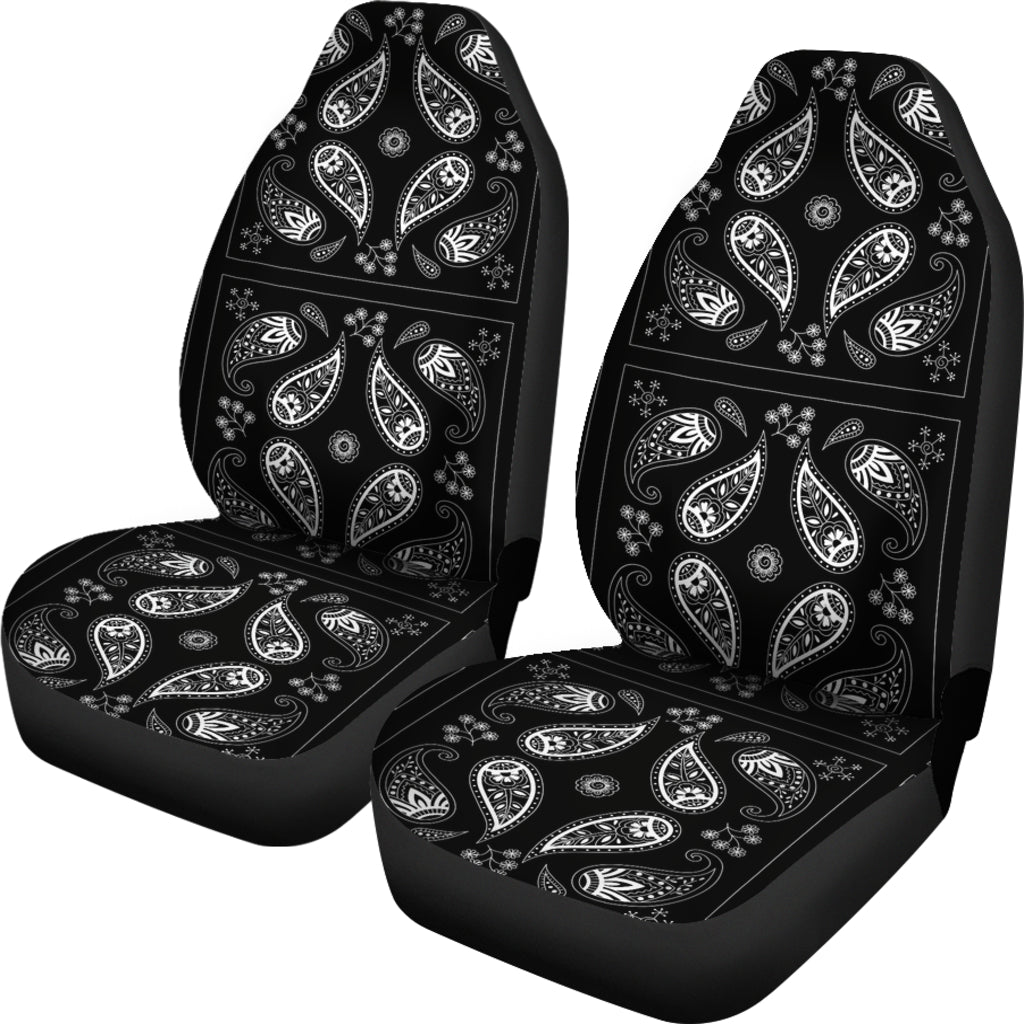 Bandana Paisley Black Print Design LKS308 Car Seat Covers