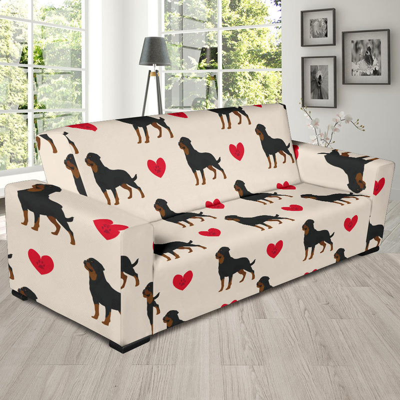 Rottweiler Pattern Print Design A02 Sofa Slipcover