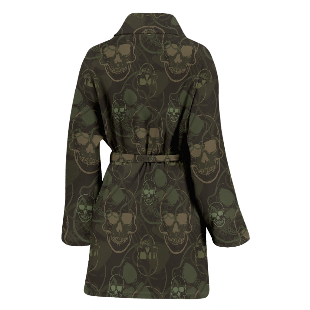 Skull Camo Style Print Design LKS308 Women Bathrobe