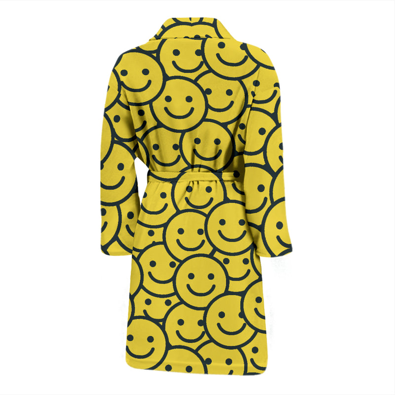 Smiley Face Emoji Print Design LKS302 Men Bathrobe