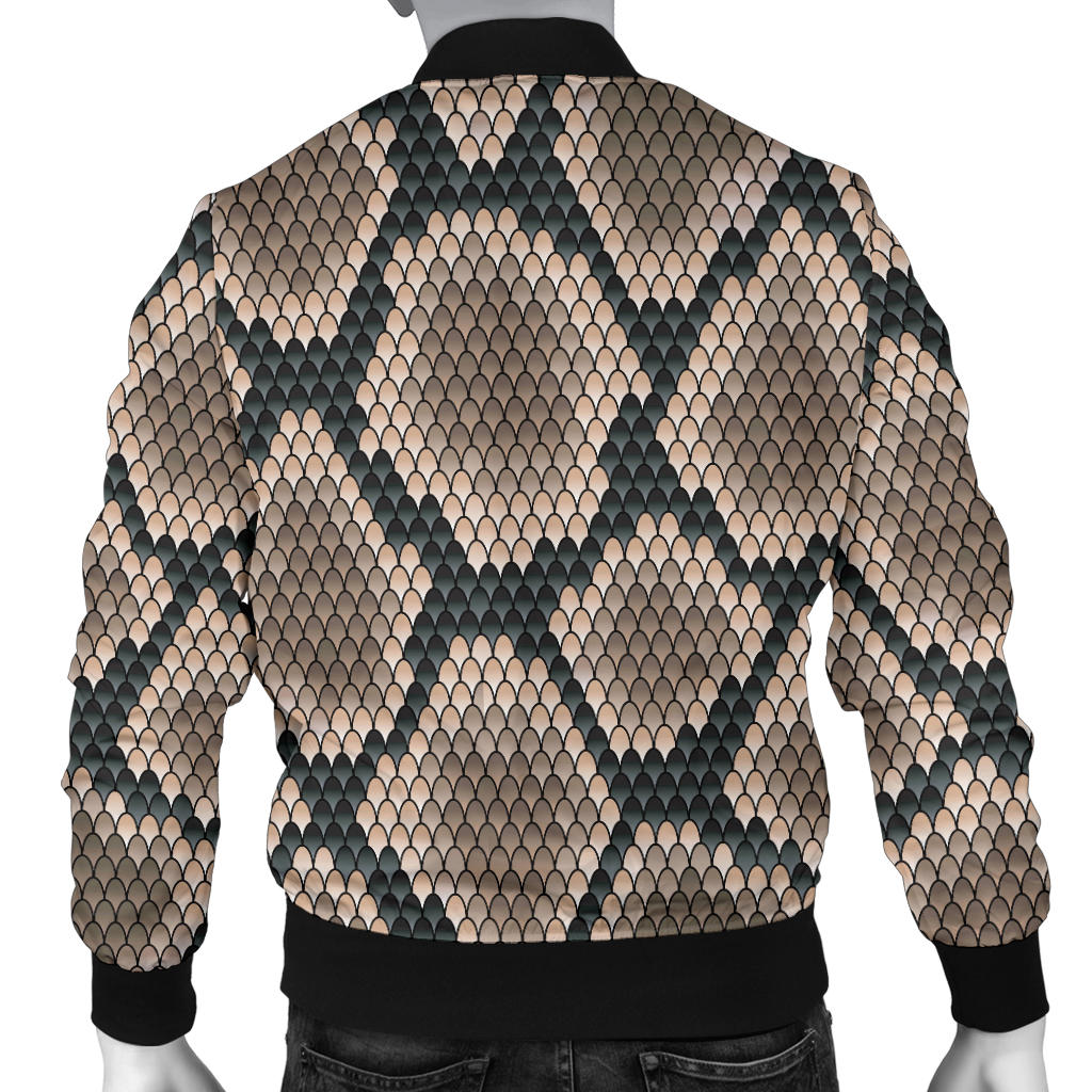Snake Skin Design Print Men Bomber Jacket
