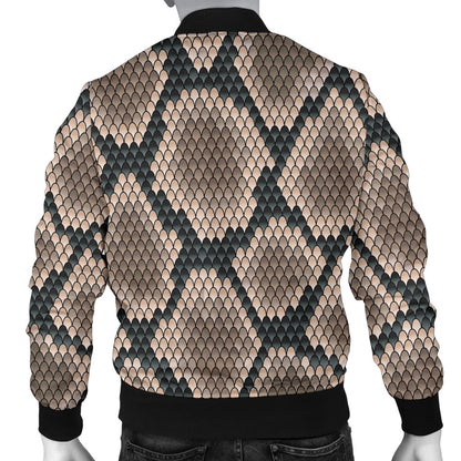 Snake Skin Design Print Men Bomber Jacket