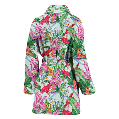 Tropical Flower Print Design LKS304 Women Bathrobe