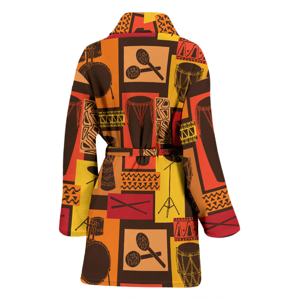 Percussion Pattern Print Design 02 Women Bathrobe