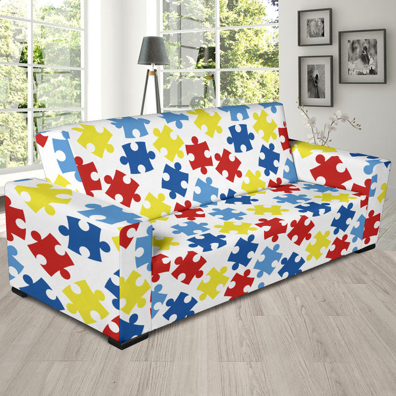 Autism Awareness Pattern Print Design 04 Sofa Slipcover