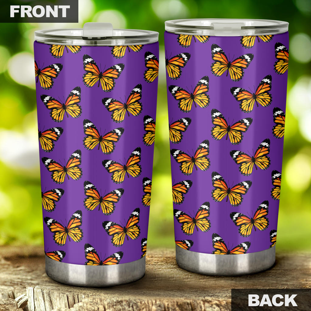 Monarch Butterfly Purple Print Pattern Tumbler
