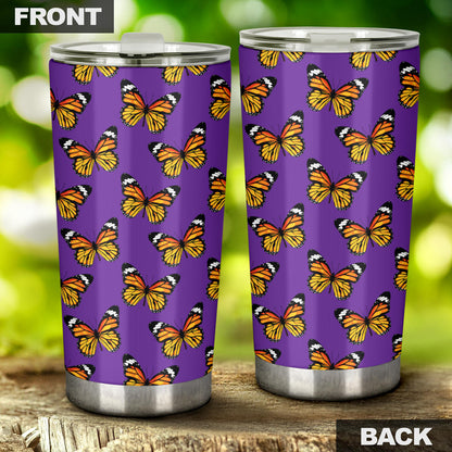 Monarch Butterfly Purple Print Pattern Tumbler