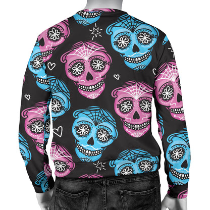 Day of the Dead Skull Print Pattern Men Long Sleeve Sweatshirt