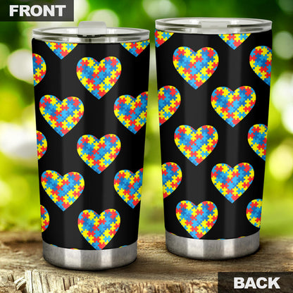 Autism Awareness Heart Design Print Tumbler