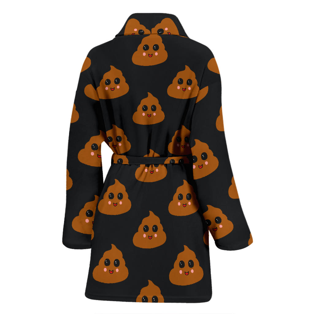 Poop Emoji Pattern Print Design A01 Women Bathrobe