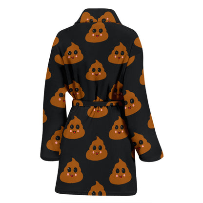 Poop Emoji Pattern Print Design A01 Women Bathrobe