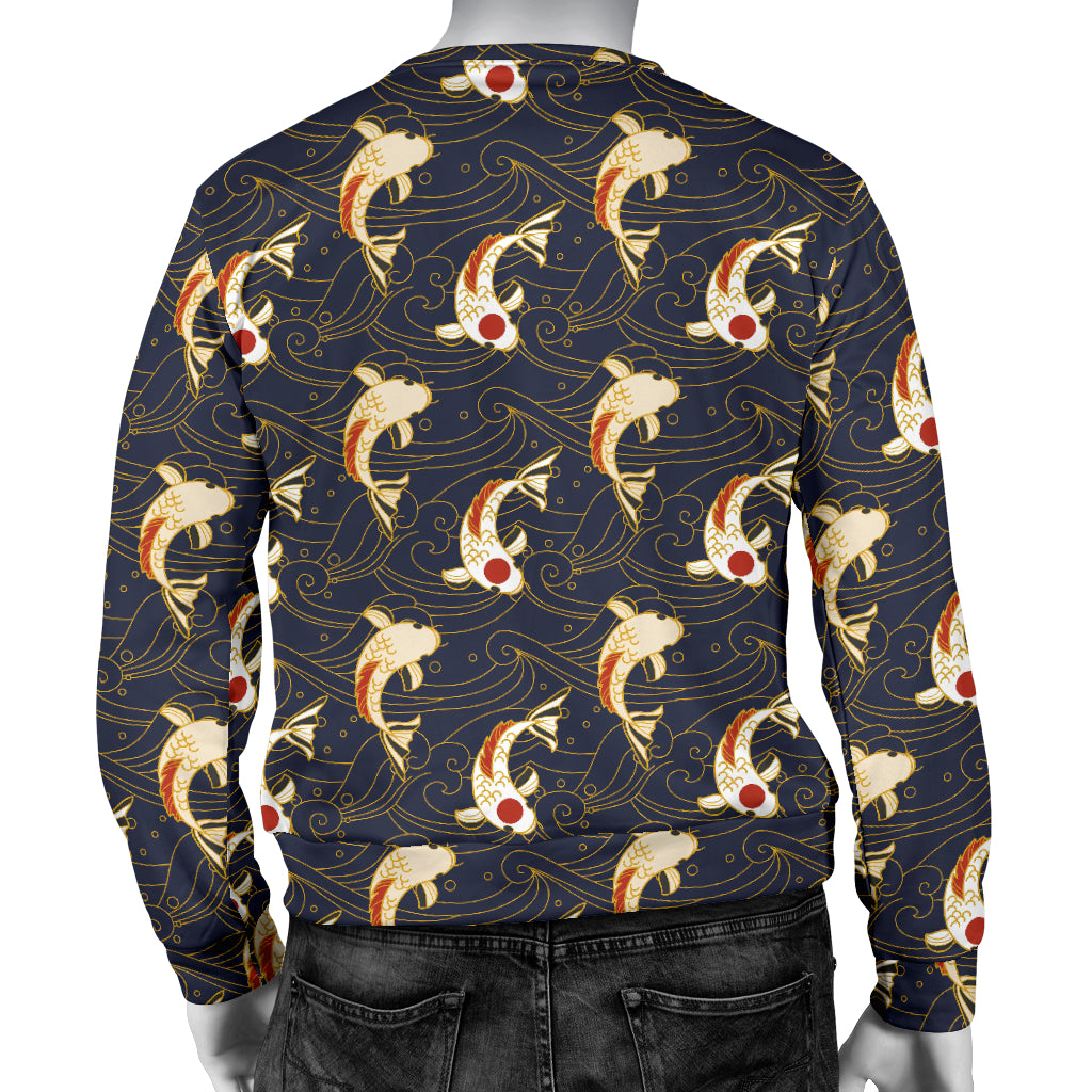 Koi Carp Japanese Design Themed Print Men Long Sleeve Sweatshirt