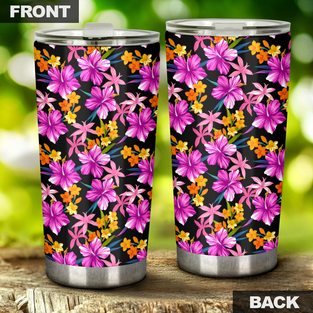 Tropical Folower Pink Hibiscus Print Tumbler