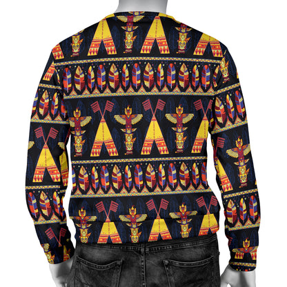Totem Pole Design Men Long Sleeve Sweatshirt