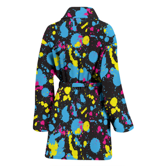 Splatter Colorful Print Design LKS301 Women Bathrobe