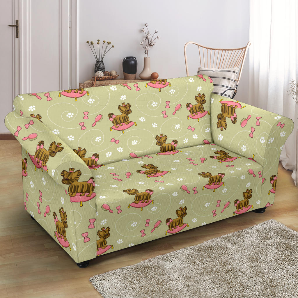 Yorkshire Cute Terriers Print Design LKS301 Loveseat Couch Slipcover