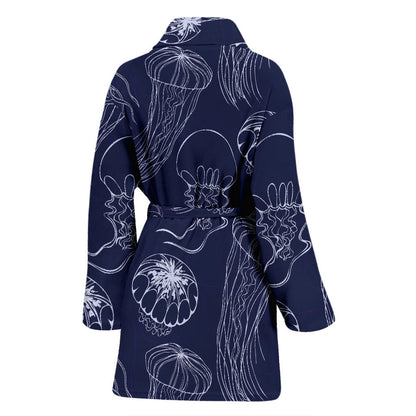 Jellyfish Pattern Print Design 05 Women Bathrobe
